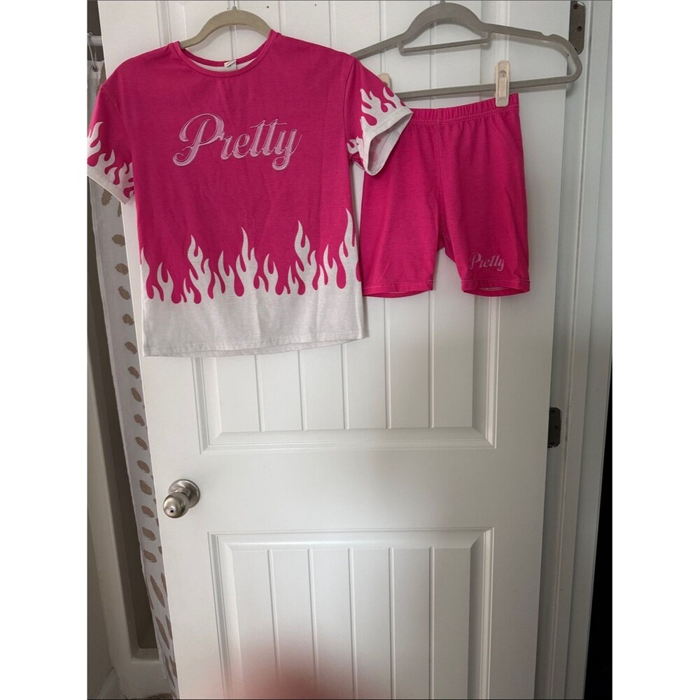 SHEIN Hot Pink Kids Tee and shorts